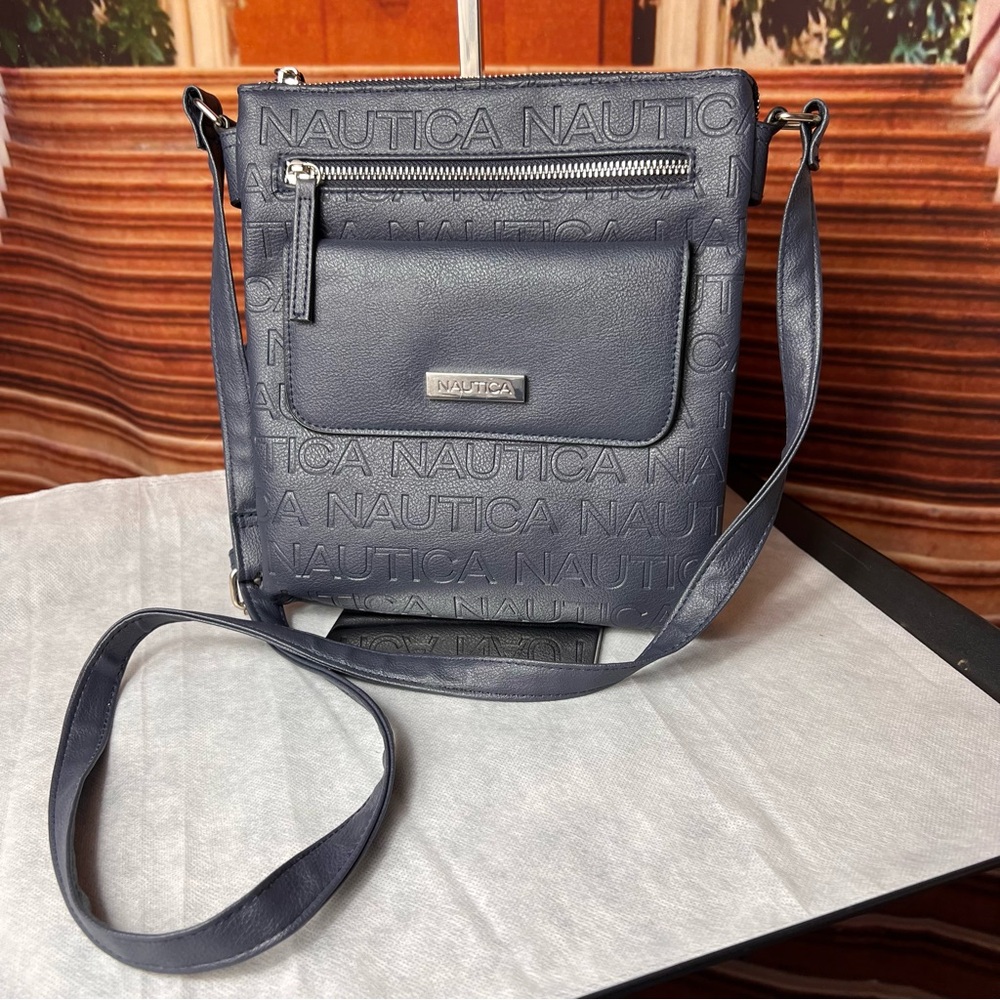 Nautica Embossed Navy Crossbody Bag, excellent condition